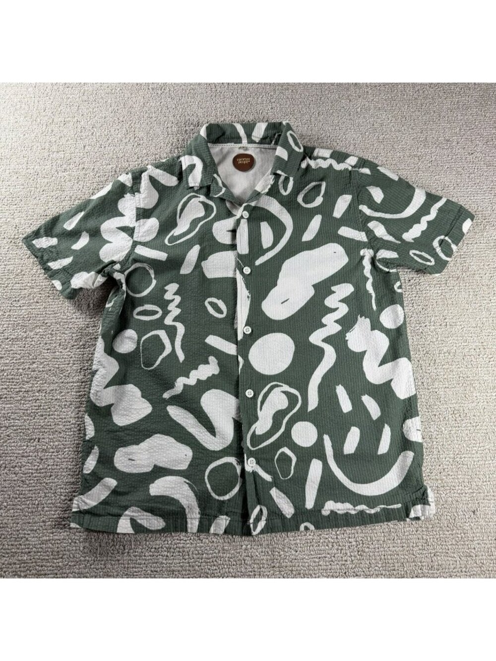 Common People Poles Short Sleeve Shirt Green White Men’s Size Small